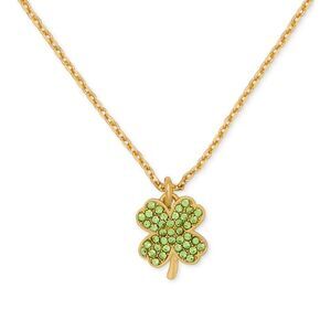 Kate Spade NWT Lucky Charm Green Clover pavé necklace